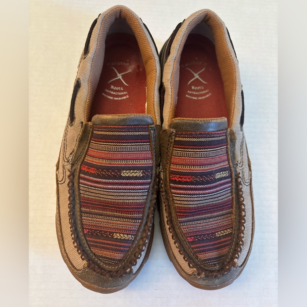 Twisted X Women’s Moc Toe Slip On Shoes Brown Canvas Western Size 7.5 Boho - Picture 3 of 11